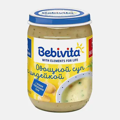 Суп овощи индейка с 8 месяцев Bebivita 190г