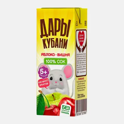 Сок Дары Кубани яблоко-вишня с 5 месяцев 200мл