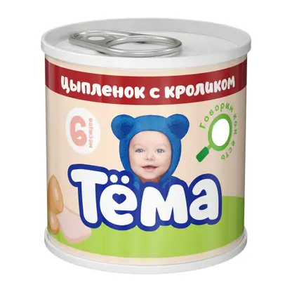 Изображение товара Пюре Тема Цыпленок с кроликом с 6 месяцев 90г