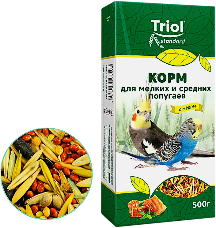 Сухой корм для мелких и средних попугаев с мёдом Triol 500г Сухой корм для мелких и средних попугаев с мёдом Triol 500г