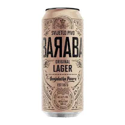 Пиво Baraba Original Lager светлое фильтрованное 4.2% 500мл
