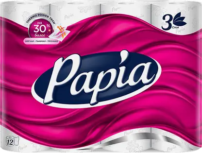 Туалетная бумага Papia Белая 3 слоя 12 рулонов