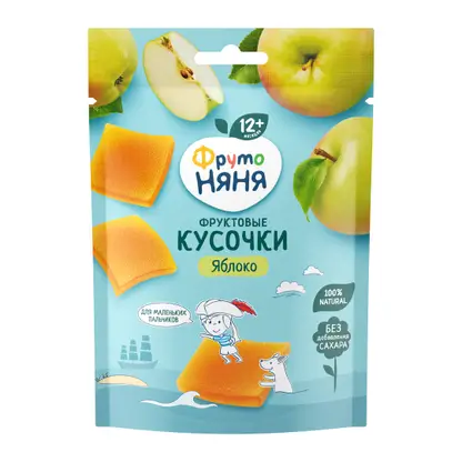 Изображение товара Фруктовые кусочки из яблока Фрутоняня 53г натуральный перекус для малышей