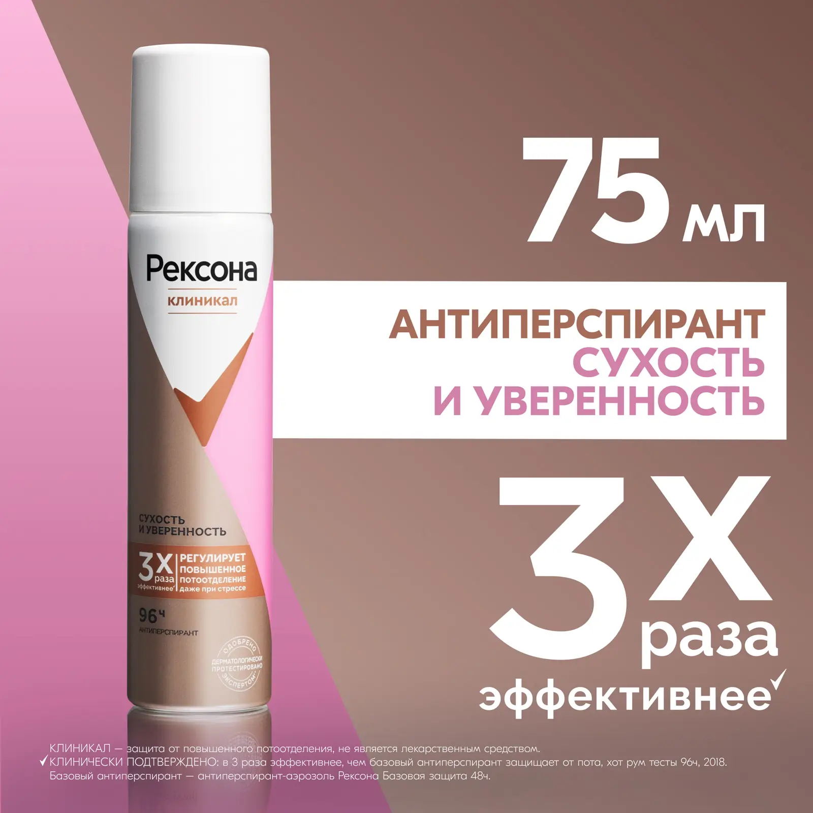 Антиперспирант Рексона Клиникал Сухость и уверенность аэрозоль 75мл