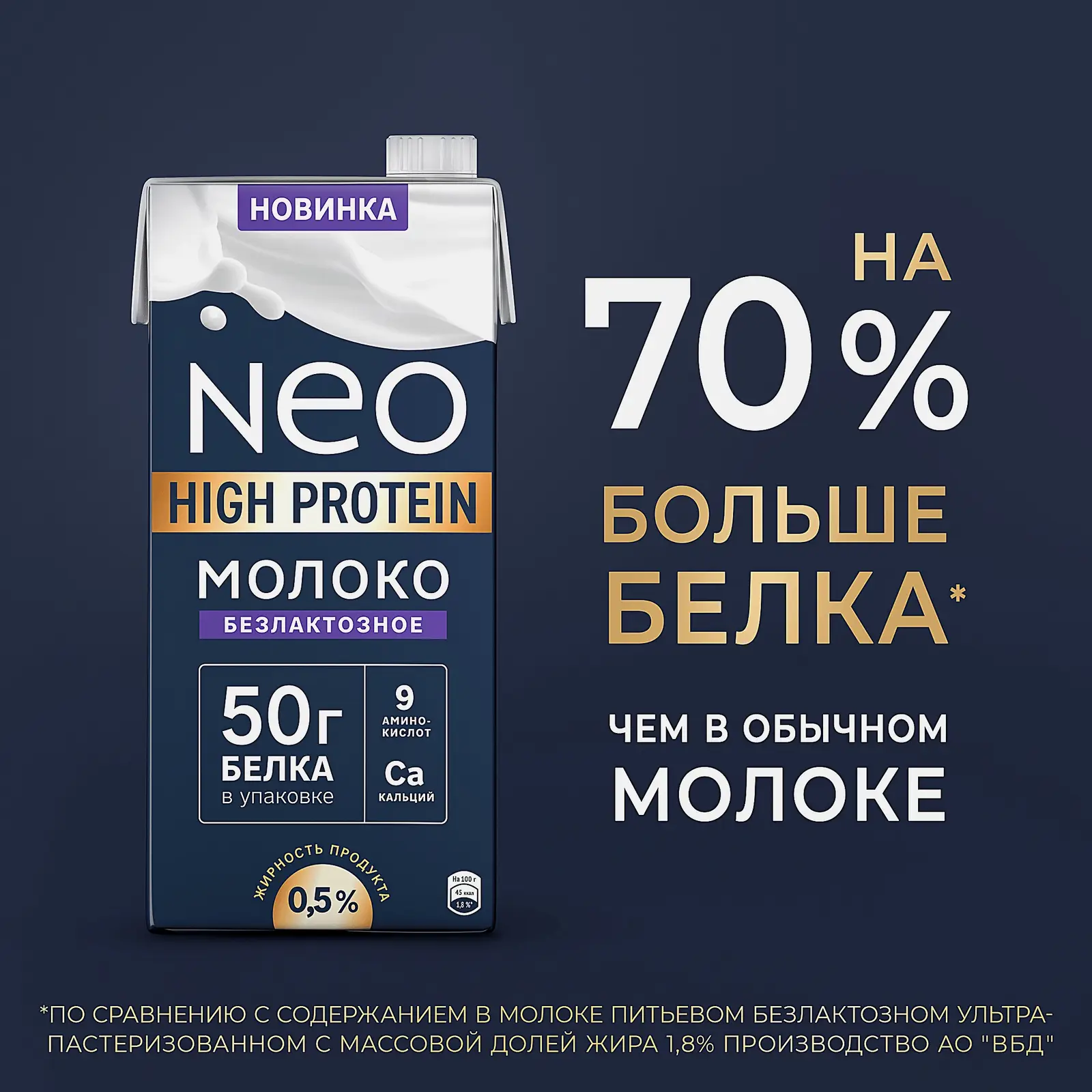 Молоко безлактозное ультрапастеризованное Neo High Protein 0.5% 950г - фото 2