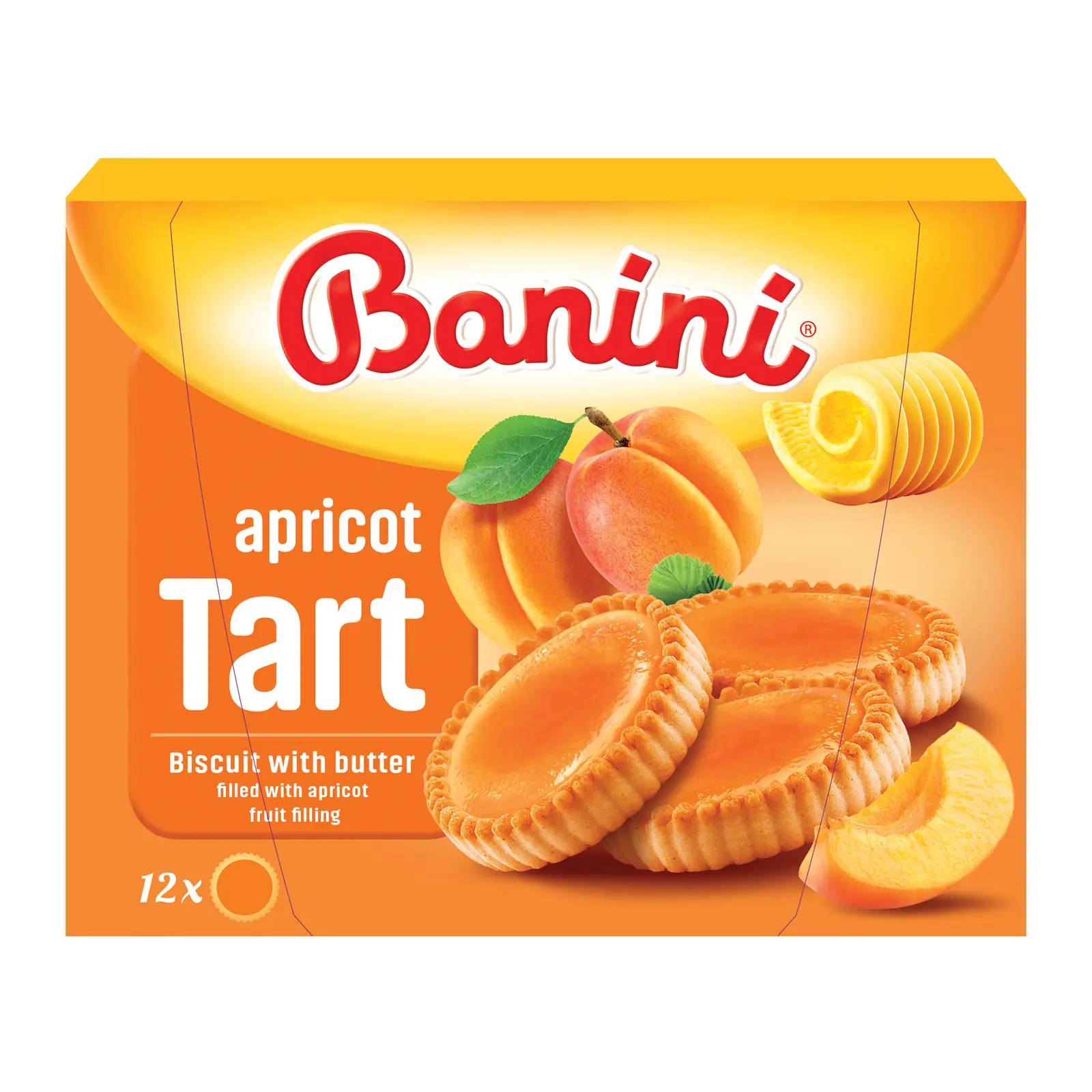 Изображение товара Печенье Banini Apricot Tart 210г с абрикосовым пюре и сливочным маслом