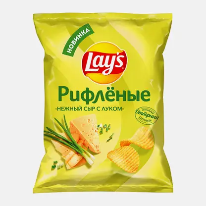 Чипсы рифленые нежный сыр и лук Lays 105г
