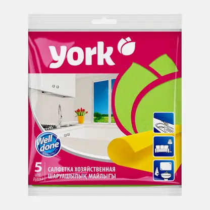 Салфетка York вискозная Домашняя 35*35см 5шт в ассортименте