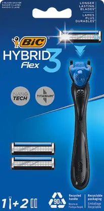 Бритвенная система мужская BIC Hybrid 3 Flex 1 ручка и 2 сменные кассеты с 3 лезвиями