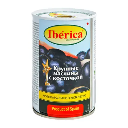 Изображение товара Маслины Iberica крупные с косточкой 420г