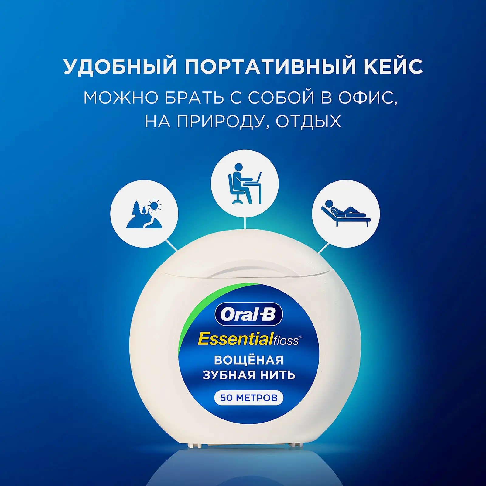 Зубная нить Oral-B Essential Floss невощеная/мятная 50м