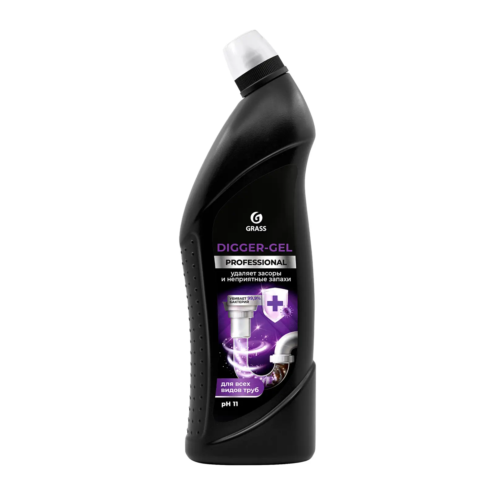 Средство Grass щелочное для прочистки канализационных труб Digger Gel Professional 1л