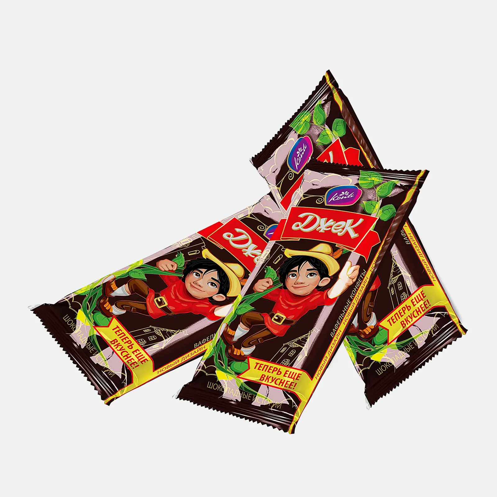 Изображение товара Вафельные конфеты со вкусом какао Конти Джек 300 г миниатюрные шоколадные батончики