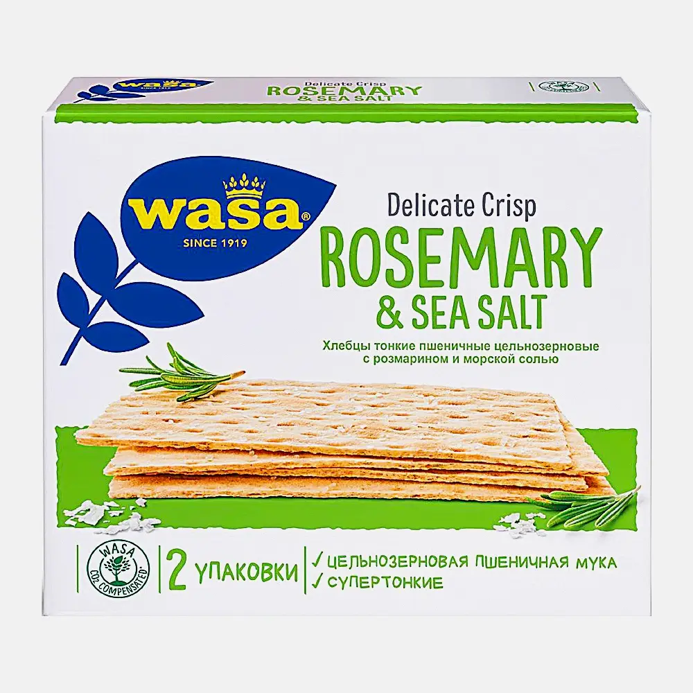 Хлебцы Delicate Crisp пшеничные тонкие с розмарином и морской солью Wasa 190г