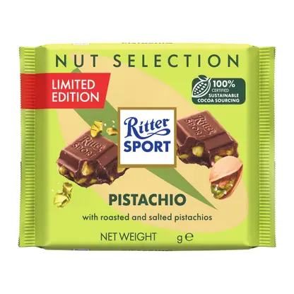 Изображение товара Шоколад молочный Ritter Sport с фисташкой 100г Изображение товара Шоколад молочный Ritter Sport с фисташкой 100г