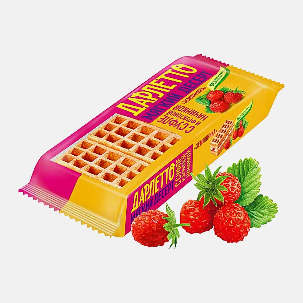 Изображение товара Десерт Дарлетто Мягкие вафли с суфле и земляничной начинкой 144г