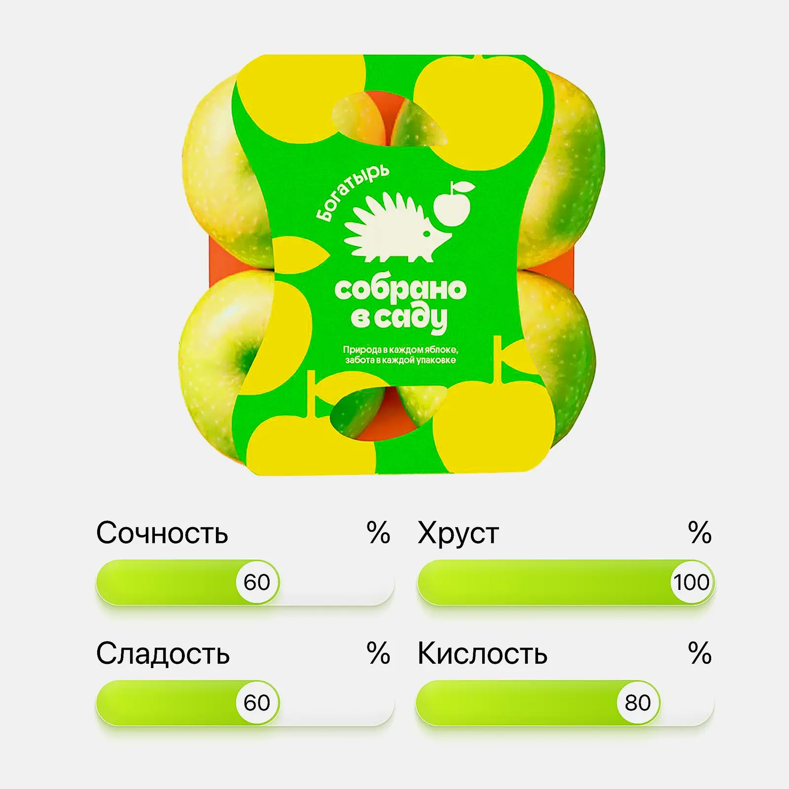 Яблоки Богатырь Собрано в саду 4шт
