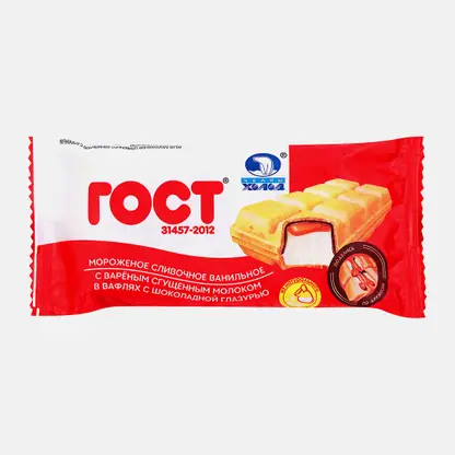 Мороженое Гост Сливочное с вареной сгущенкой молочный брикет 75г