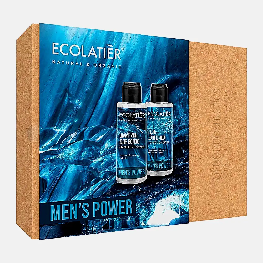 Подарочный набор для мужчин Men's Power Ecolatier Шампунь для волос 150мл + Гель для душа 150мл в ассортименте
