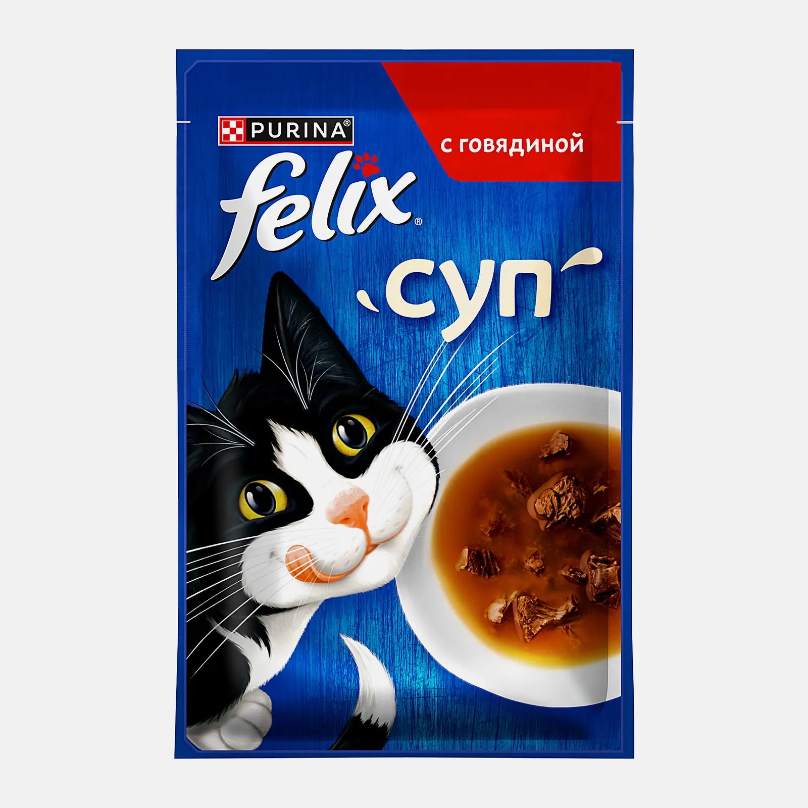 Влажный корм для взрослых кошек Суп с говядиной Felix 48г