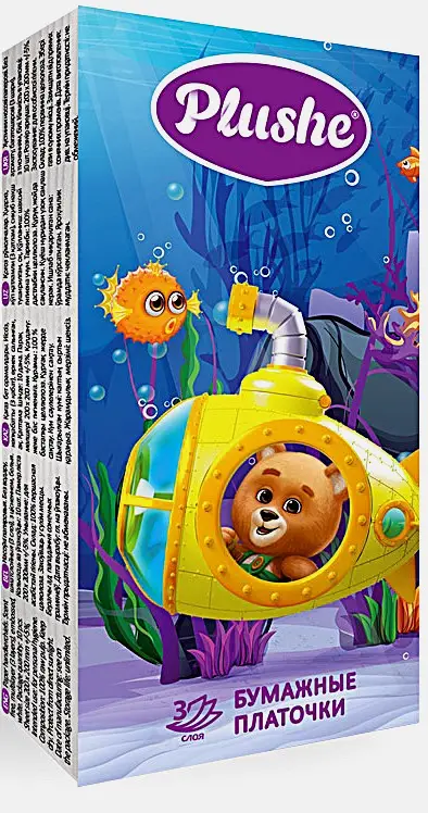 Носовые платки Plush бумажные трехслойные 10х10шт