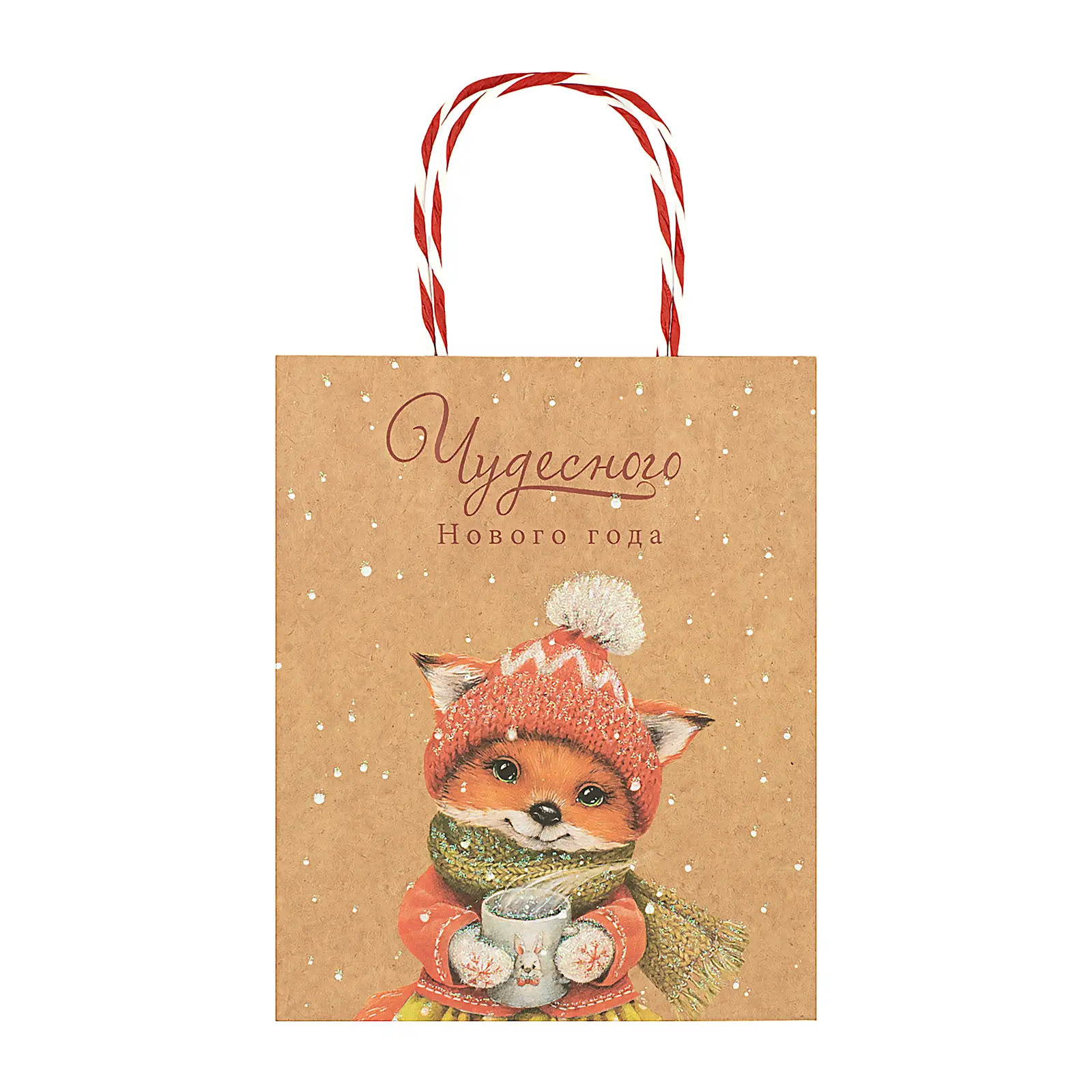 Изображение товара Новогодний подарочный крафт-пакет 18х22.3х10 см в ассортименте