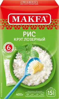Изображение товара Рис Makfa круглозерный шлифованный 400г - быстрое и вкусное решение