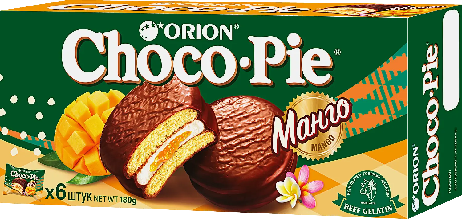 Изображение товара Печенье Манго Choco Pie 180г ореховый десерт с шоколадом и манго