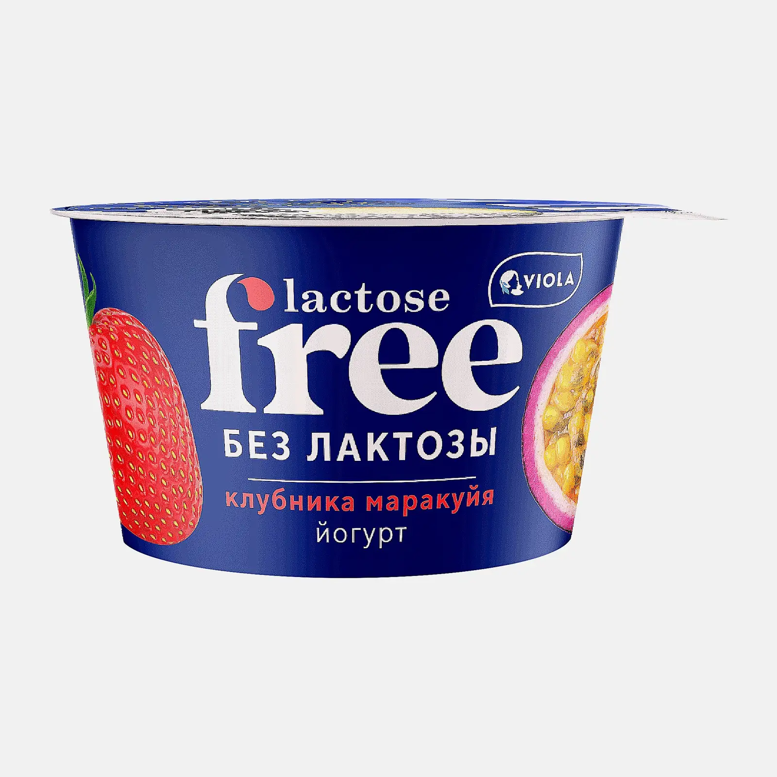 Изображение товара Йогурт Viola безлактозный Free Клубника-Маракуйя 180г 2.7% Жирности