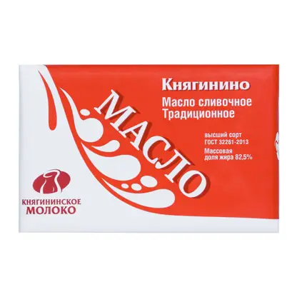 Изображение товара Масло сливочное Княгинино Традиционное сладко-сливочное 82.5% 180г