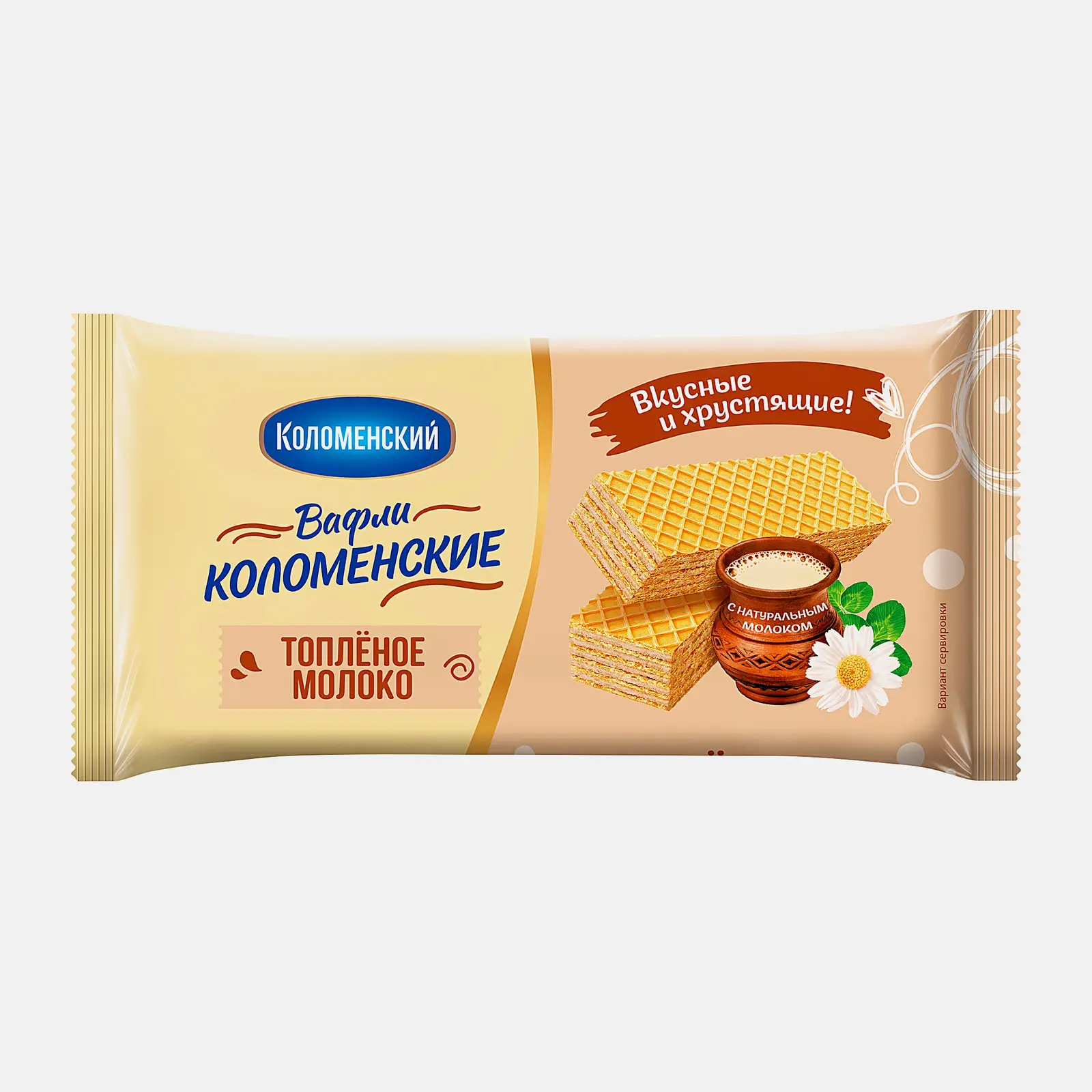 Изображение товара Вафли Коломенские топленое молоко 200 г хрустящие молочно-сливочные вкус