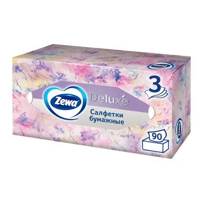 Изображение товара Салфетки бумажные Zewa Deluxe Design 3 слоя 90шт