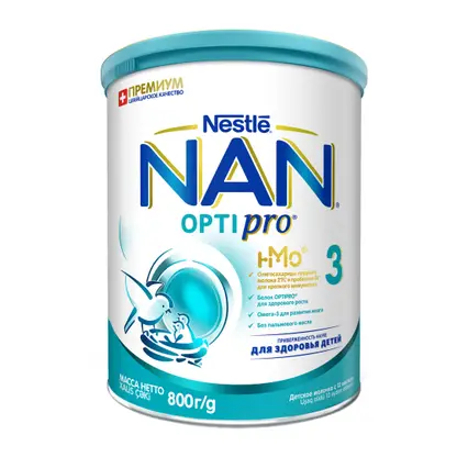 Изображение товара Молочко Nan 3 OptiPro детское сухое 800 г для детей от 12 месяцев Изображение товара Молочко Nan 3 OptiPro детское сухое 800 г для детей от 12 месяцев