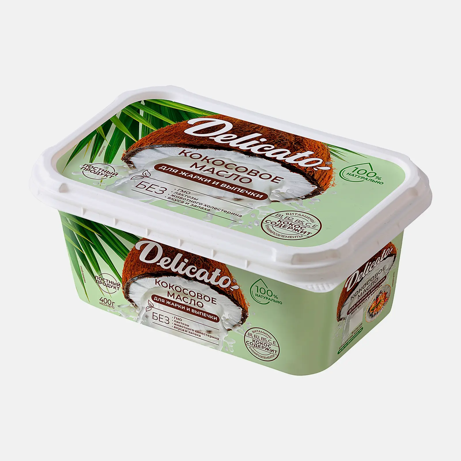 Изображение товара Масло кокосовое Delicato 400г рафинированное отбеленное дезодорированное