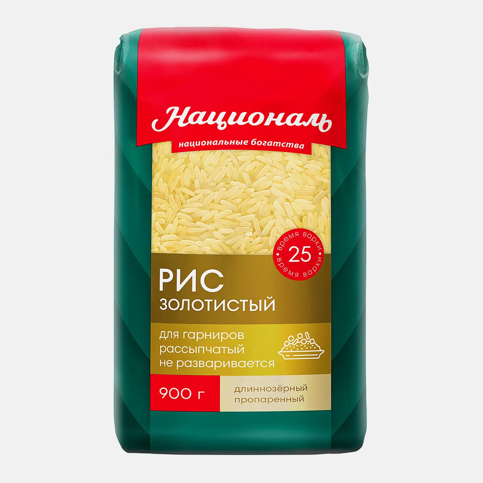 Изображение товара Рис Националь Золотистый длиннозерный 900 г - пропаренная крупа для вкусных блюд