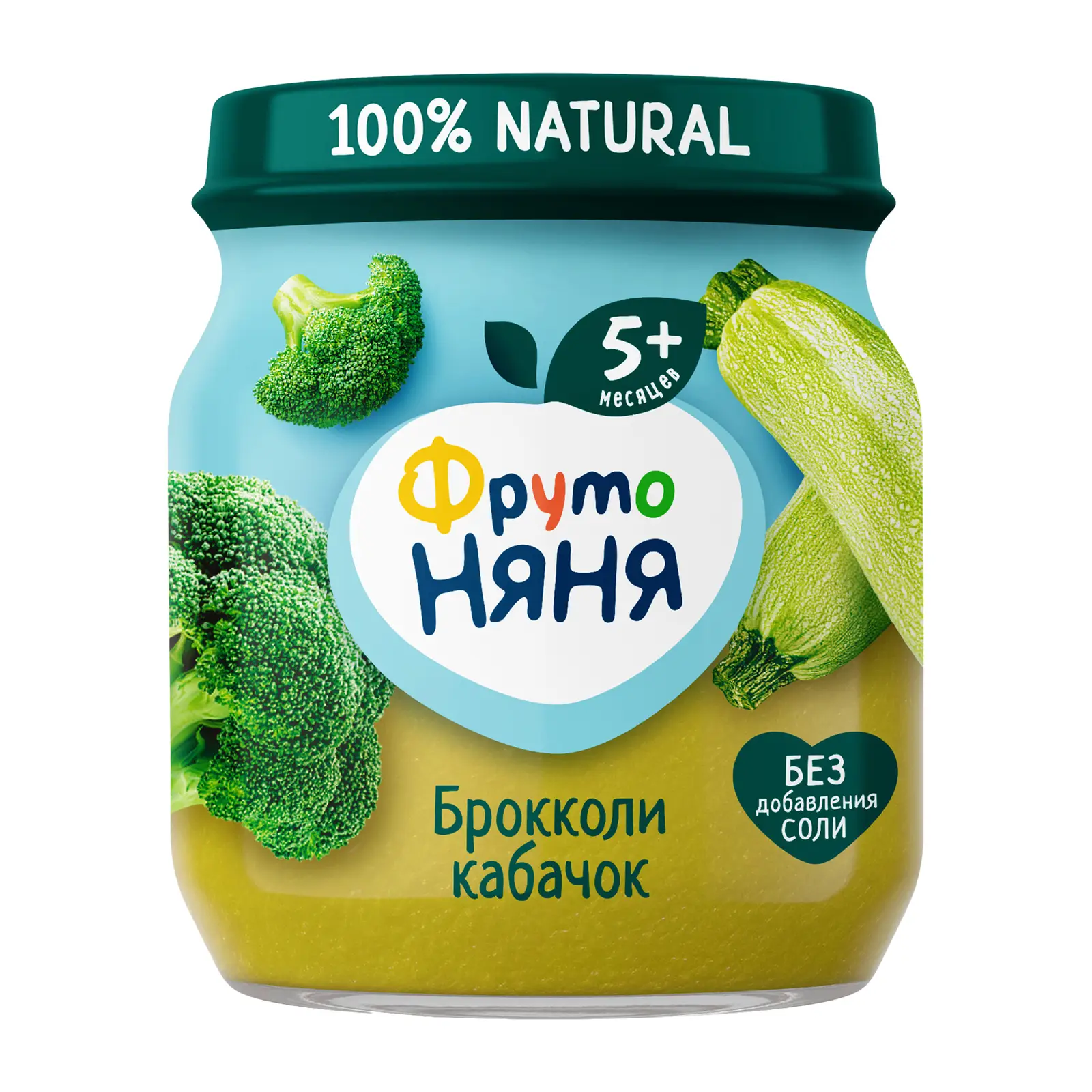 Изображение товара Детское пюре со вкусом брокколи и кабачка 110 г Фрутоняня для детей с 5 месяцев