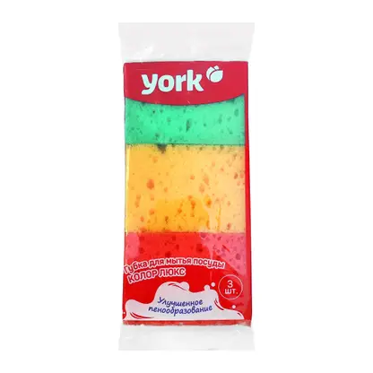 Изображение товара Губка для посуды York Колор Люкс 3шт