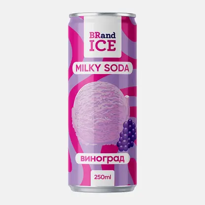 Газированный напиток Milky Soda со вкусом винограда Brandice 250мл