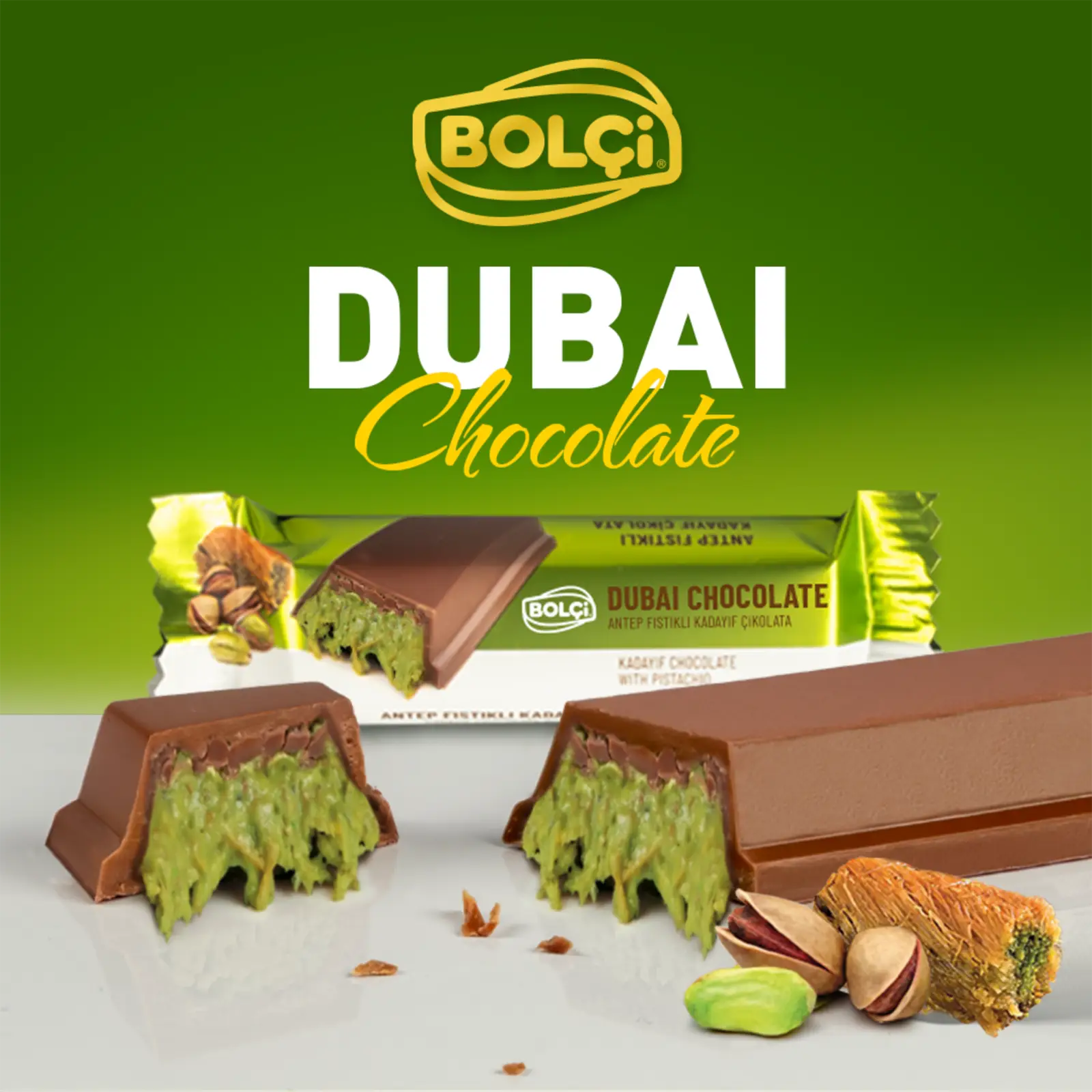 Шоколад Bolci дубайский фисташковый крем катаифи 30г