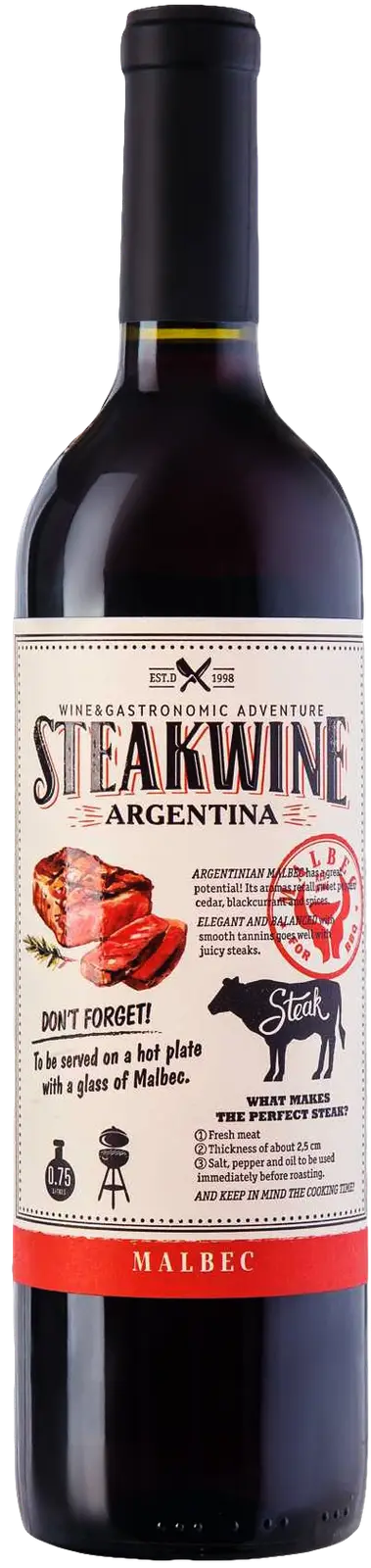 Изображение товара Вино Steakwine Malbec красное полусухое 12.5% 750 мл