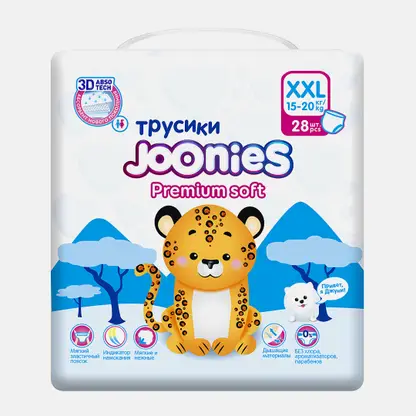 Подгузники-трусики Premium Soft р.XXL 15-20кг Joonies 28шт