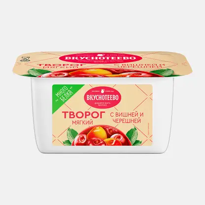 Творог мягкий вишня и черешня Вкуснотеево 5% 120г