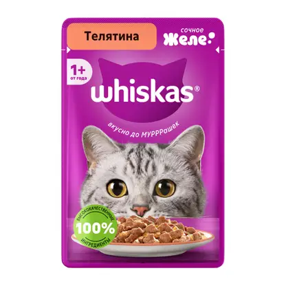 Изображение товара Влажный корм для кошек Whiskas Телятина 75г