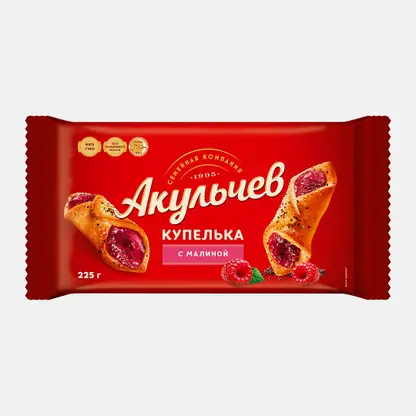 Печенье Акульчев Купелька с малиной сдобное 225г