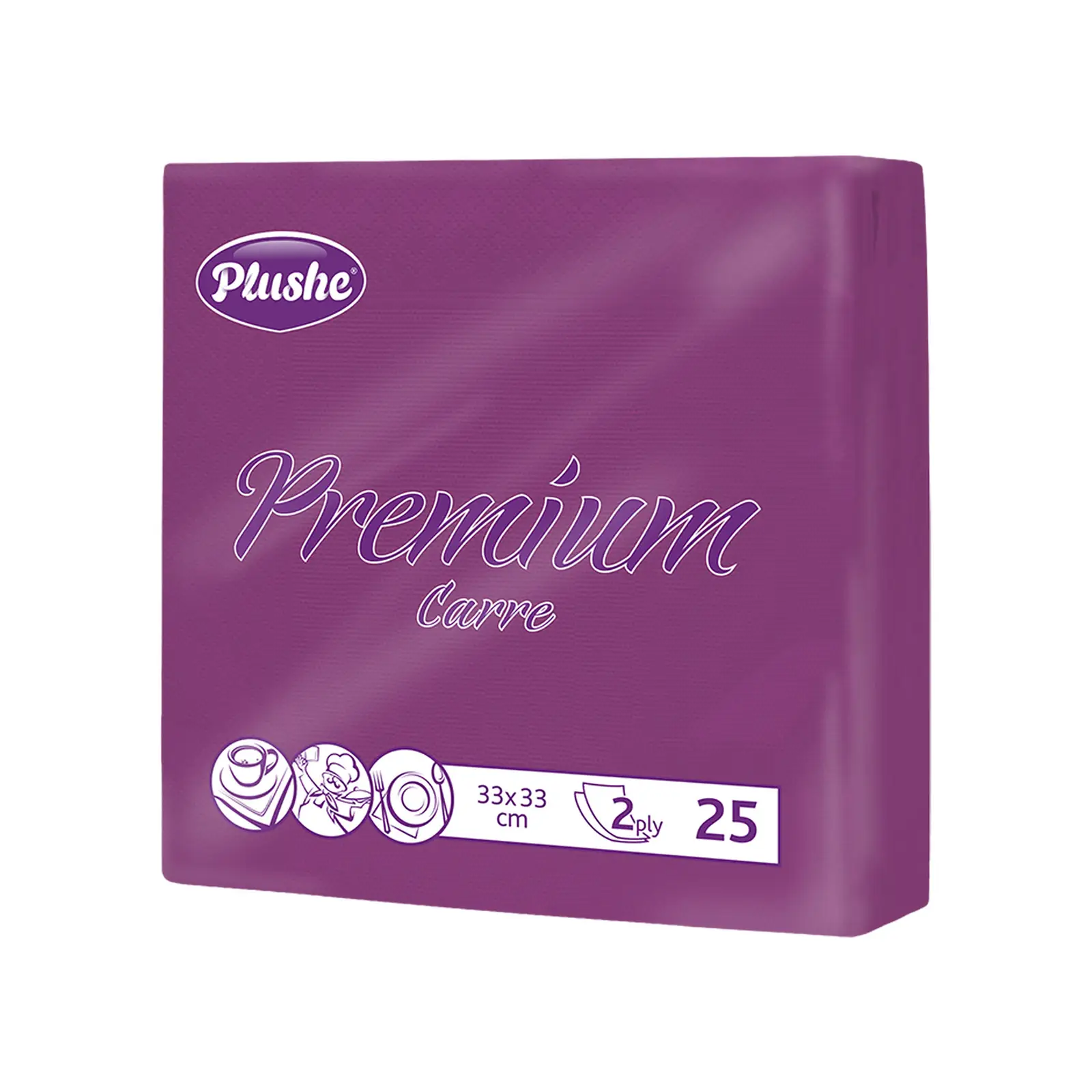 Салфетки бумажные Plushe Premium 2 слоя 33*33см 25 листов