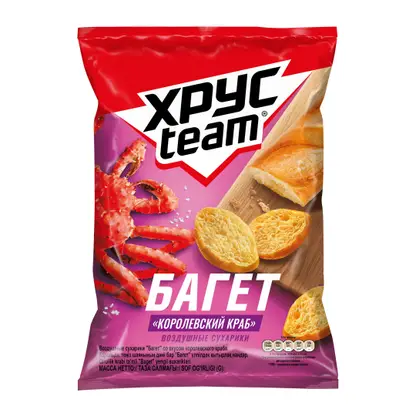 Изображение товара Сухарики Хрусteam Багет Королевский краб 60г