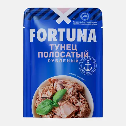Тунец полосатый рубленный в собственном соку Fortuna 100г