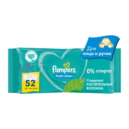Изображение товара Салфетки влажные Pampers Fresh Clean детские 52шт Изображение товара Салфетки влажные Pampers Fresh Clean детские 52шт
