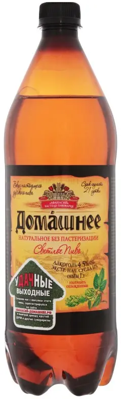 Изображение товара Пиво Афанасий Домашнее светлое 4.5% 1л