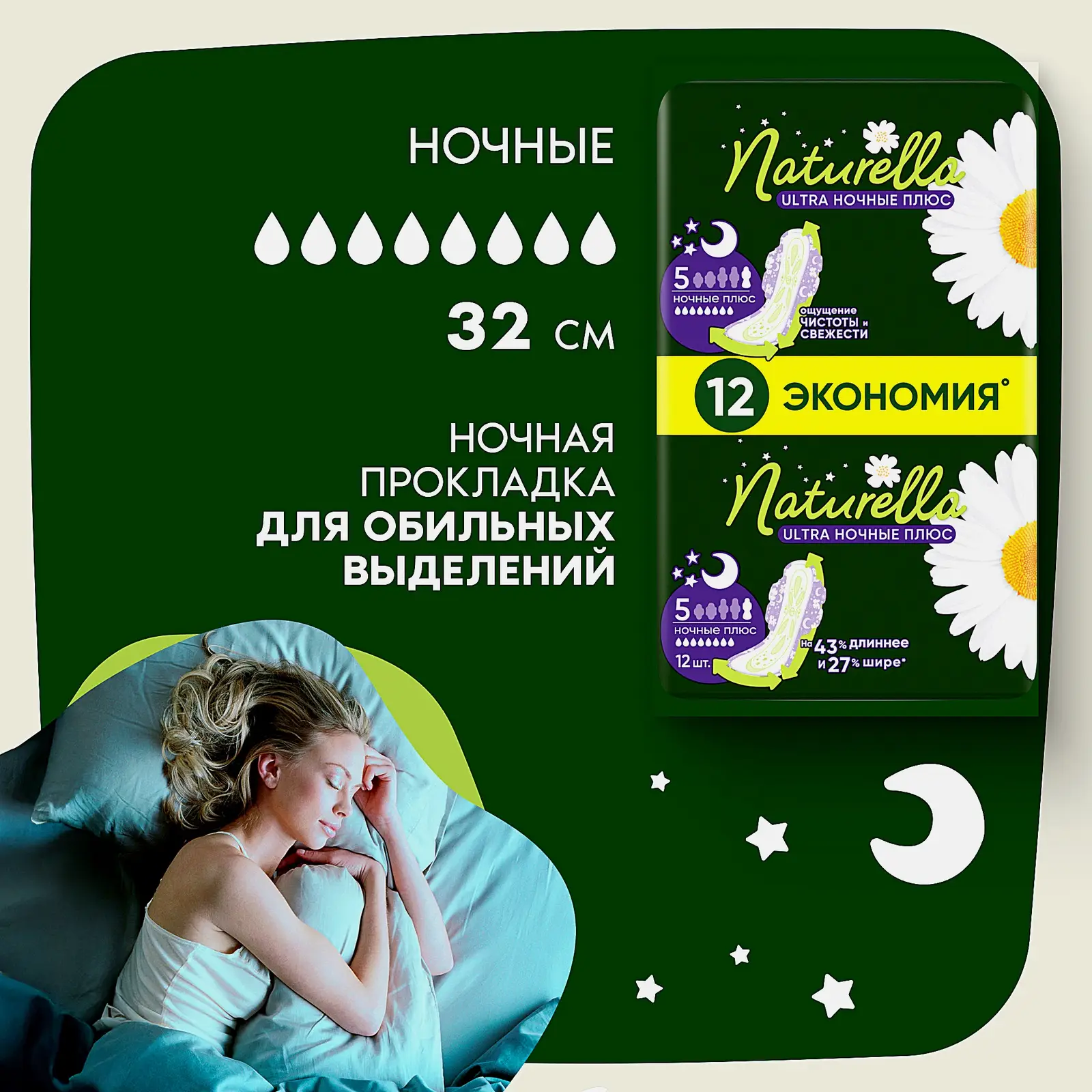 Прокладки Ultra Camomile Night Plus Duo Naturella 12шт